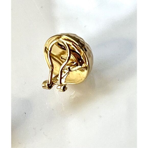 14k Gold Omega Clip 12mm Hammered Non-pierced Earrings - Picture 10 of 10
